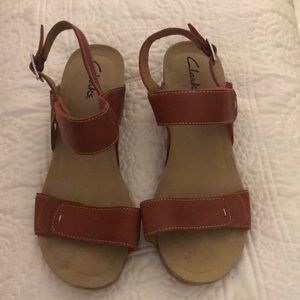 Clarks wedge sandals. Sz 8.5